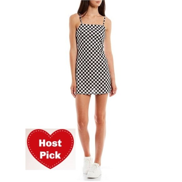 Originality Dresses & Skirts - Summer Dress - Spaghetti Strap Checkered Mini Dress Black & Ivory